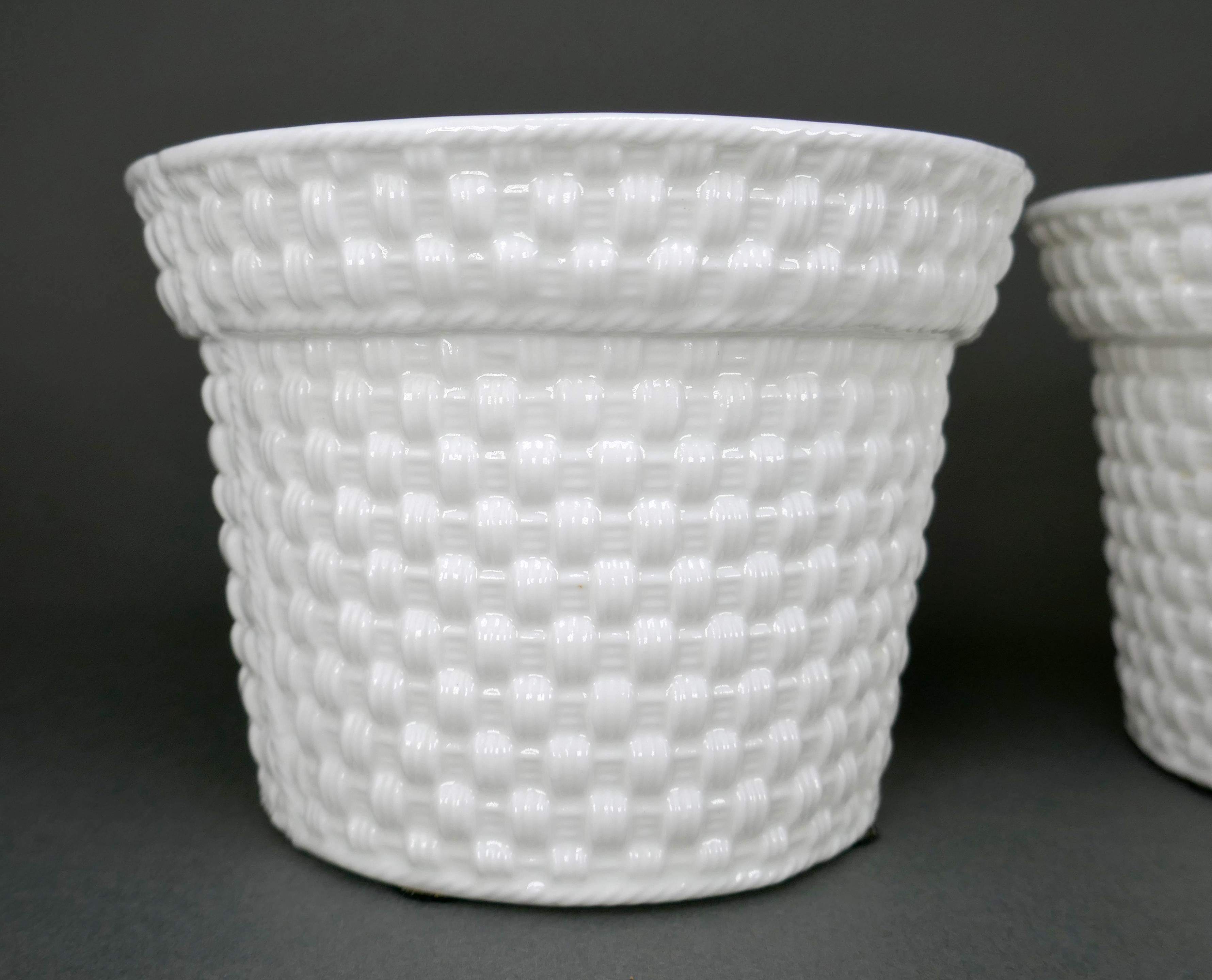 Irish Designed By Sybil Connolly For Tiffany & Co Set Of Three Porcelain Flower Pots For Sale