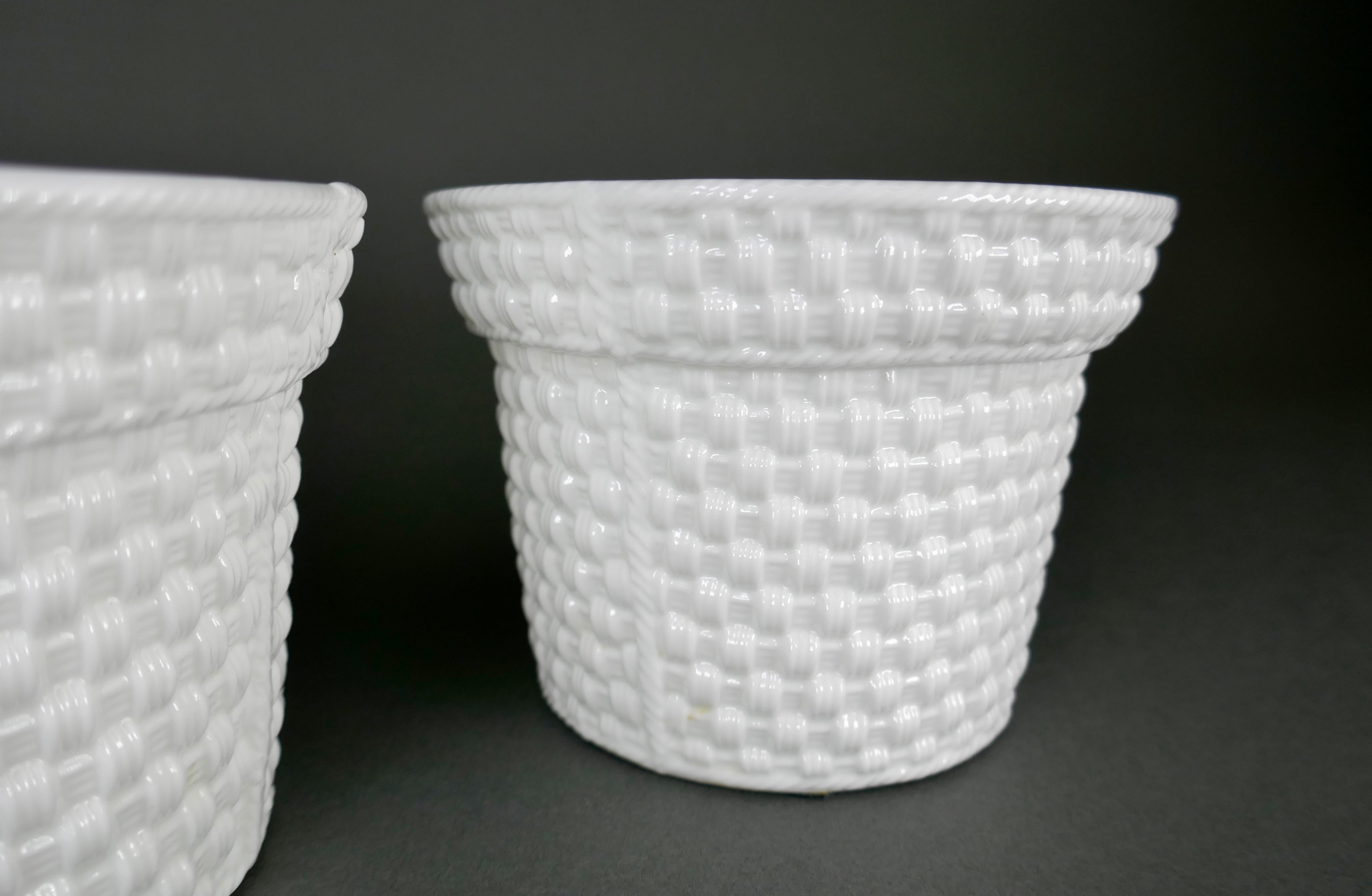 Cast Designed By Sybil Connolly For Tiffany & Co Set Of Three Porcelain Flower Pots For Sale