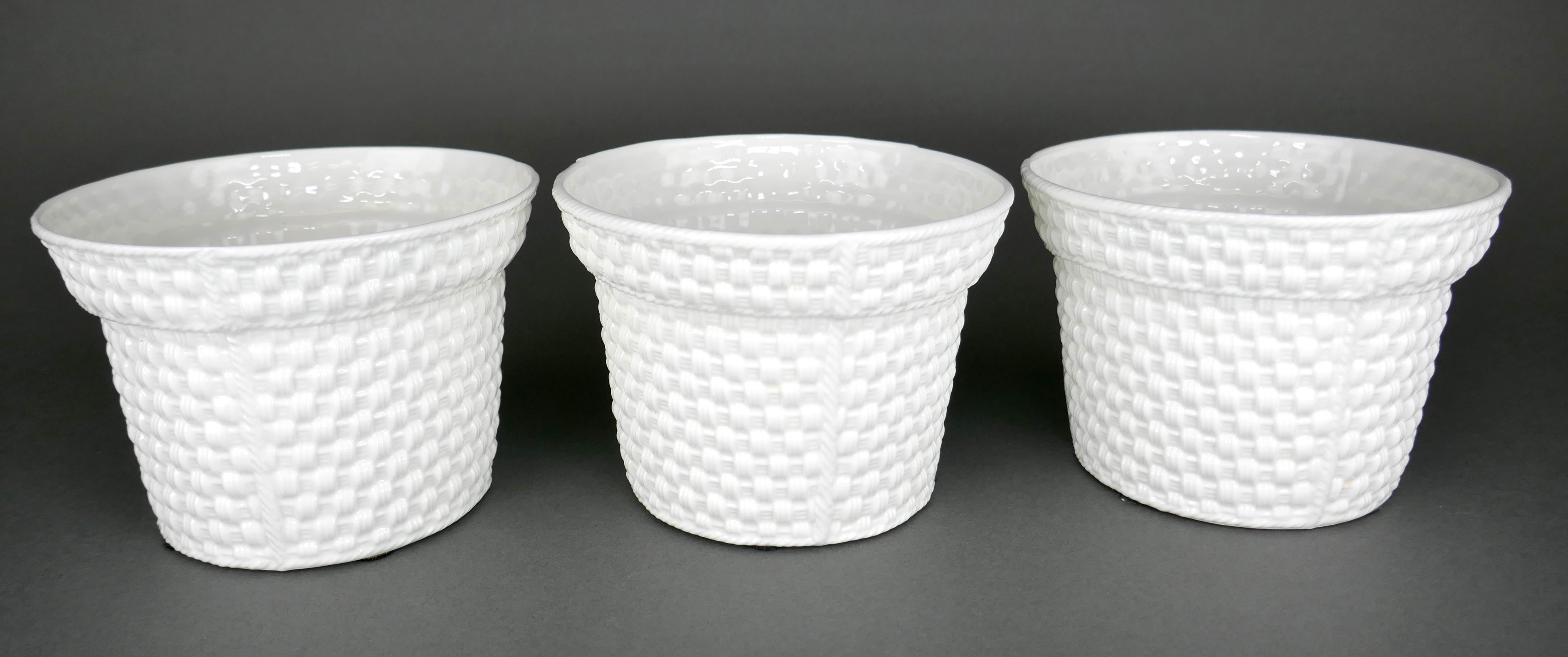 Designed By Sybil Connolly For Tiffany & Co Set Of Three Porcelain Flower Pots In Good Condition For Sale In San Juan Capistrano, CA