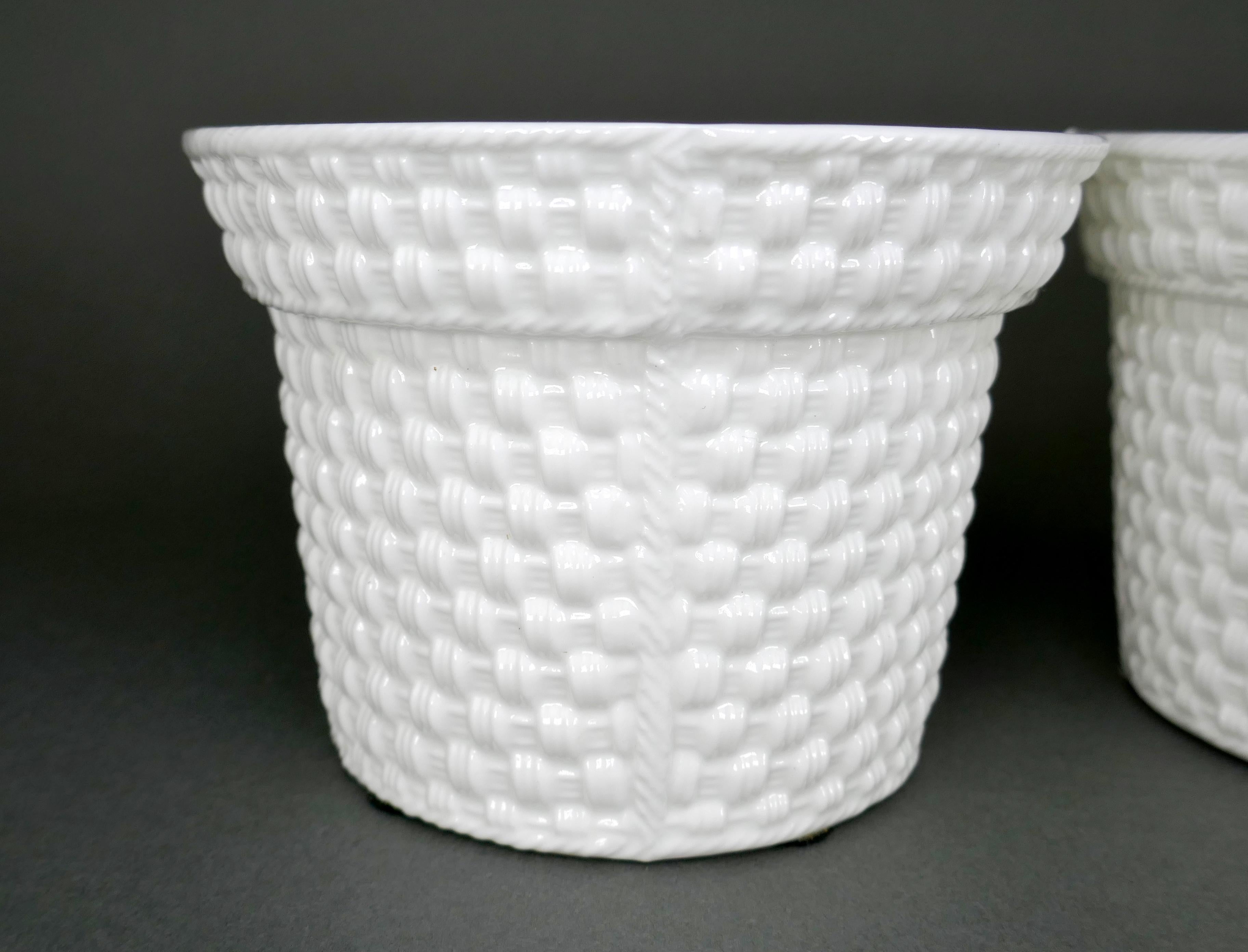 20th Century Designed By Sybil Connolly For Tiffany & Co Set Of Three Porcelain Flower Pots For Sale