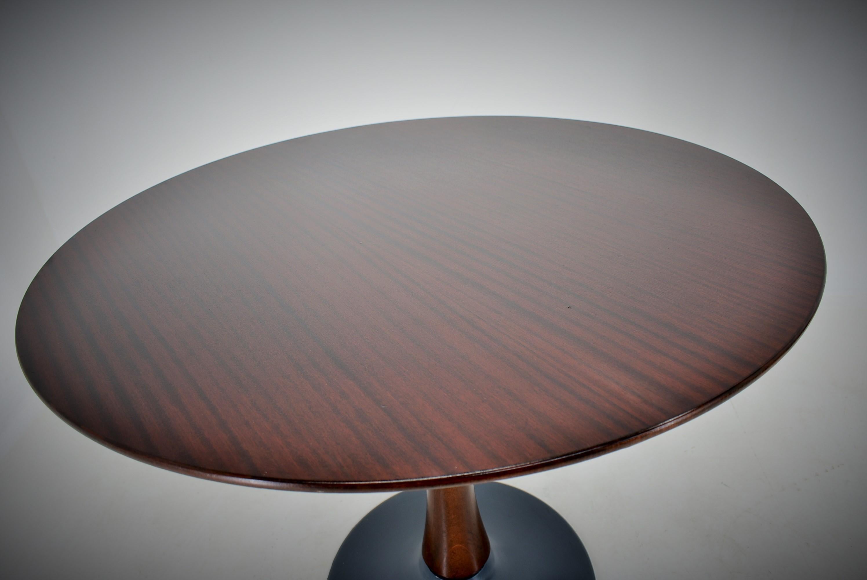Iron Designed Mahogany Round Dining Table, 1969