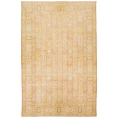 Disegnato Tappeto persiano Tabriz Beige in lana realizzato a mano nel 1910
