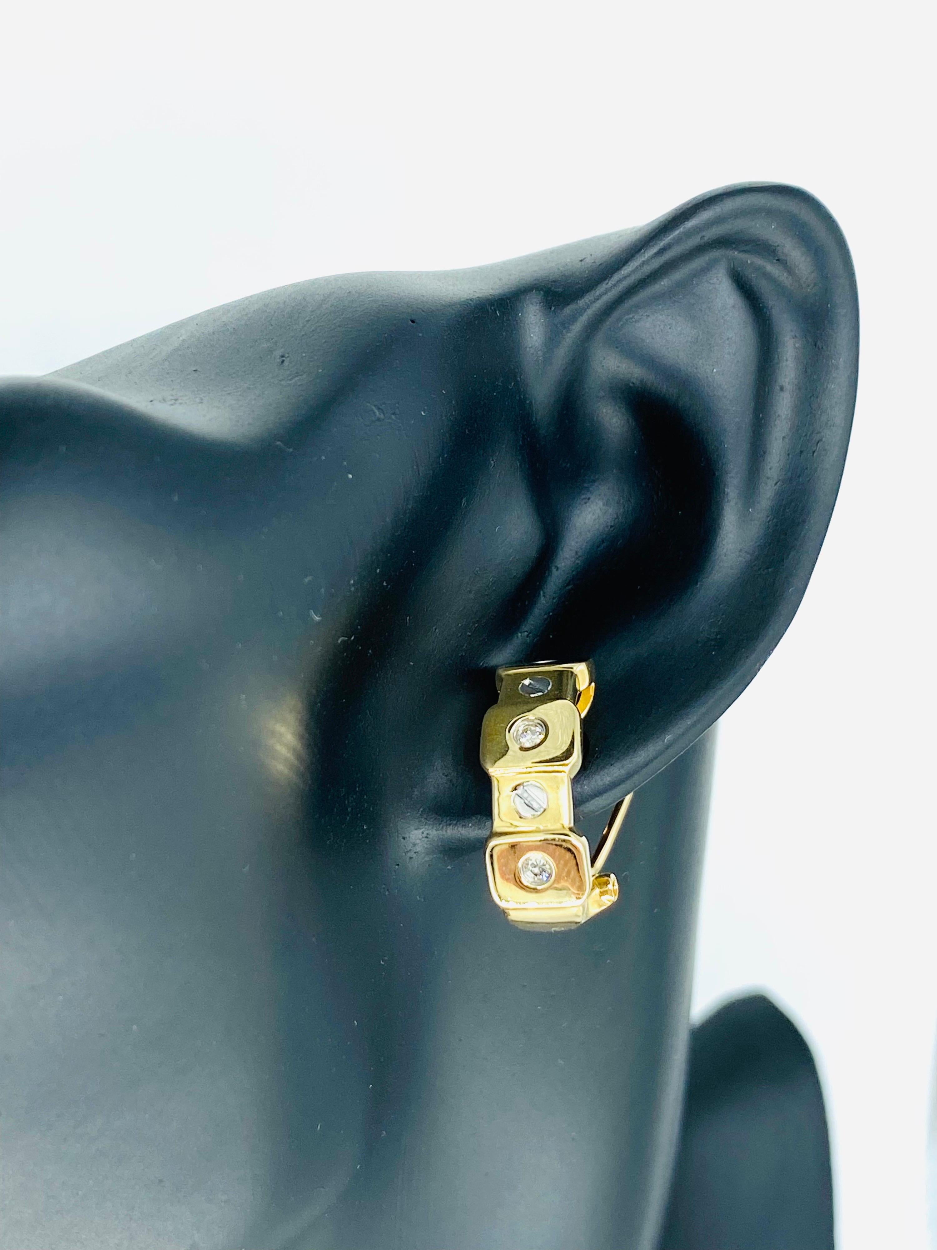 Round Cut Designer 0.54 Carat Diamonds Bolts & Screws Design Earrings & Ring Set 14k Gold For Sale