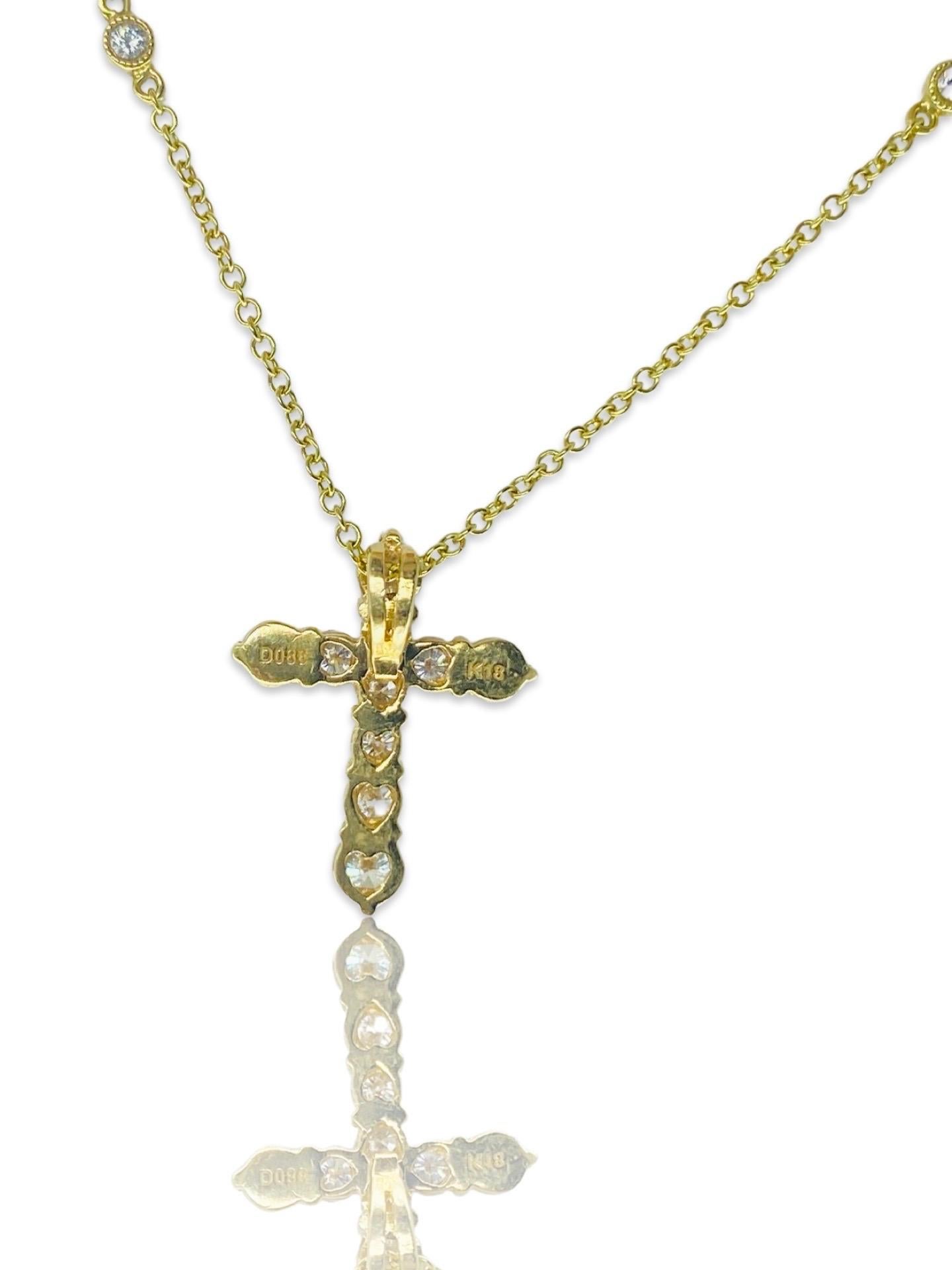 Designer 1.00 Carat Diamonds By The Yard Cross Pendant Necklace 18k Gold For Sale 6