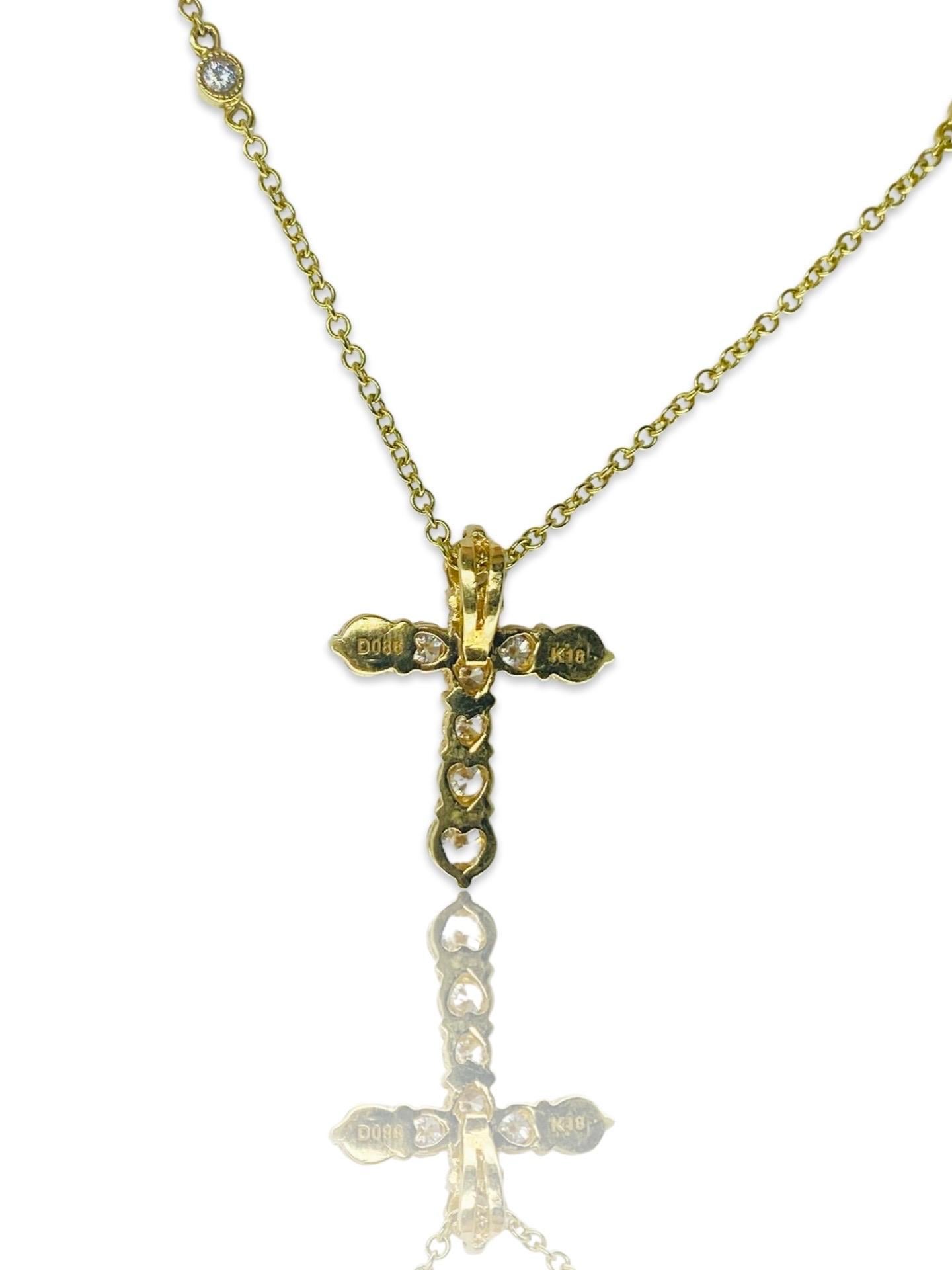 Designer 1.00 Carat Diamonds By The Yard Cross Pendant Necklace 18k Gold For Sale 7