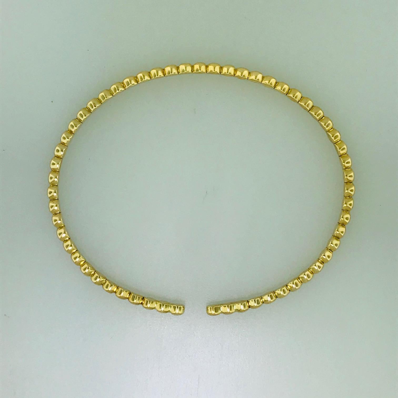 Designer 14 Karat Yellow Gold Flexible Bangle Bracelet, Collection Piece 1