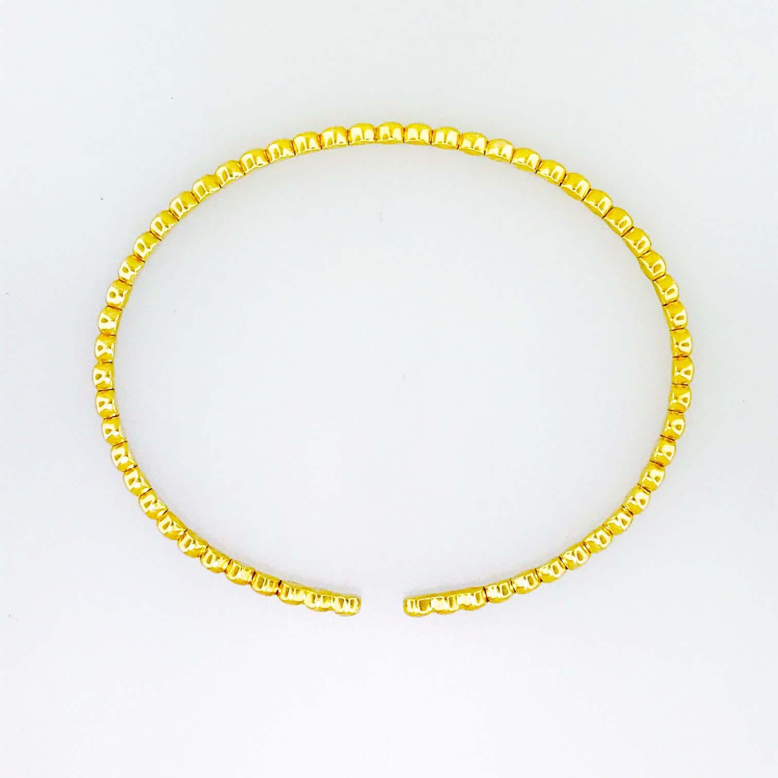 Women's Designer 14 Karat Yellow Gold Flexible Bangle Bracelet, Collection Piece