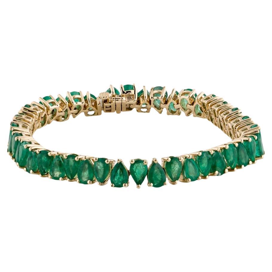 Designer 14K 18.45ctw Emerald Bracelet - Vintage Style Statement Piece
