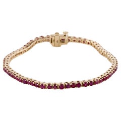 Designer 14K 3.58ctw Ruby Link Bracelet - Timeless Elegance in Red, Gold Jewelry