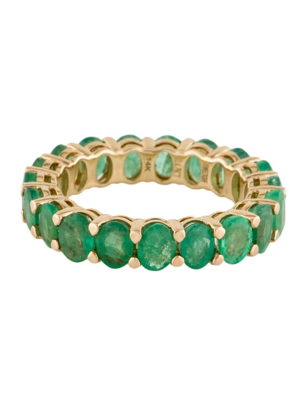 Oval Cut Designer 14K Emerald Eternity Band Ring - 3.69ctw, Size 7, Green Gemstone Design For Sale