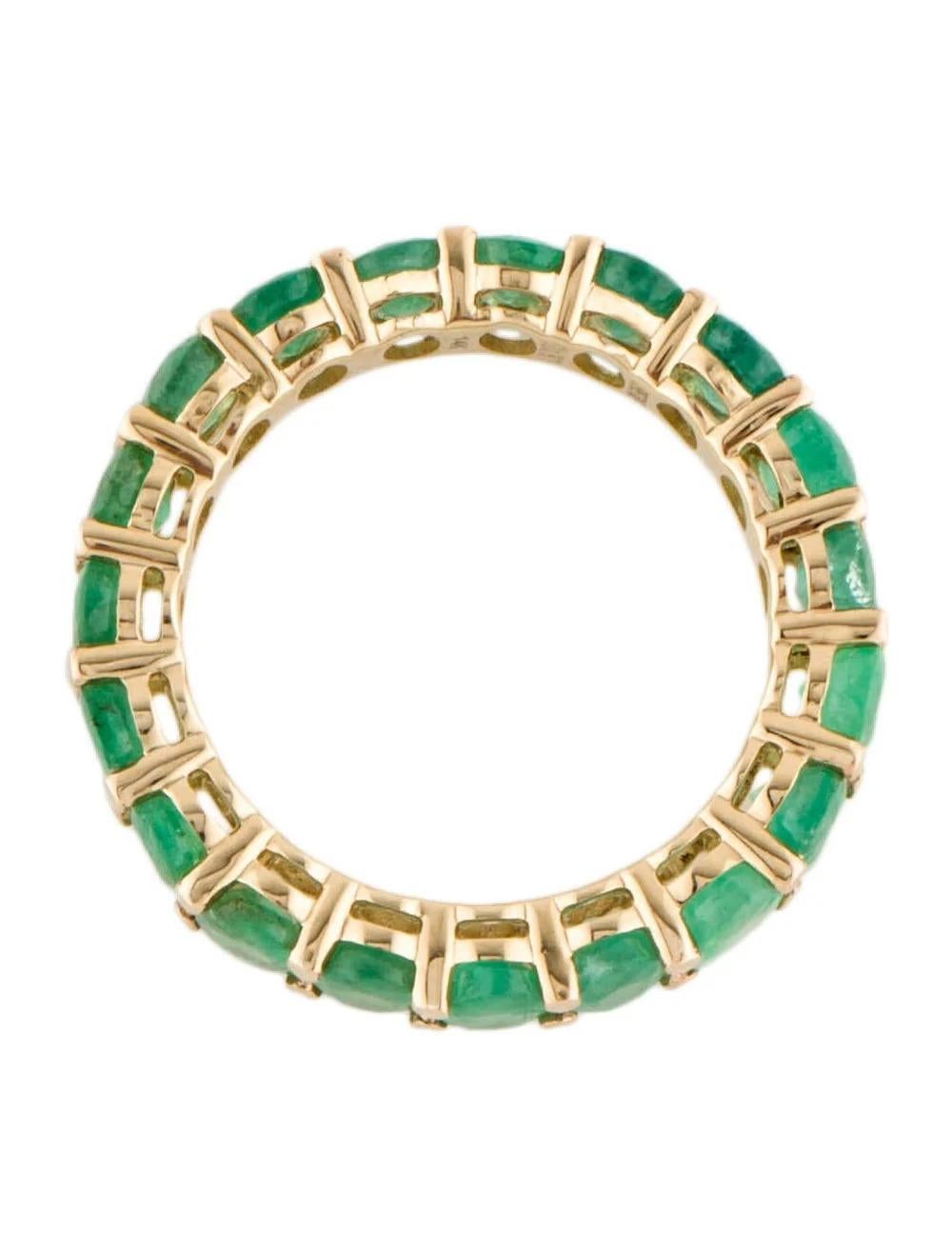 Designer 14K Emerald Eternity Band Ring - 3.69ctw, Size 7, Green Gemstone Design In New Condition For Sale In Holtsville, NY
