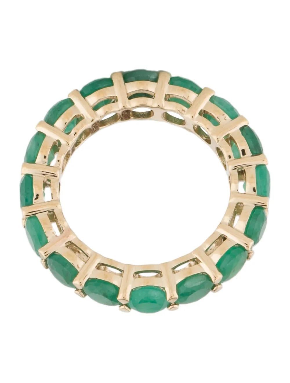 Women's Designer 14K Emerald Eternity Band Ring - 4.22ctw Size 7, Green Gemstone Jewelry For Sale