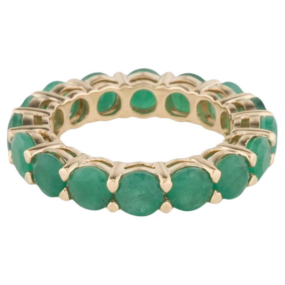 Designer 14K Emerald Eternity Band Ring - 4.22ctw Size 7, Green Gemstone Jewelry