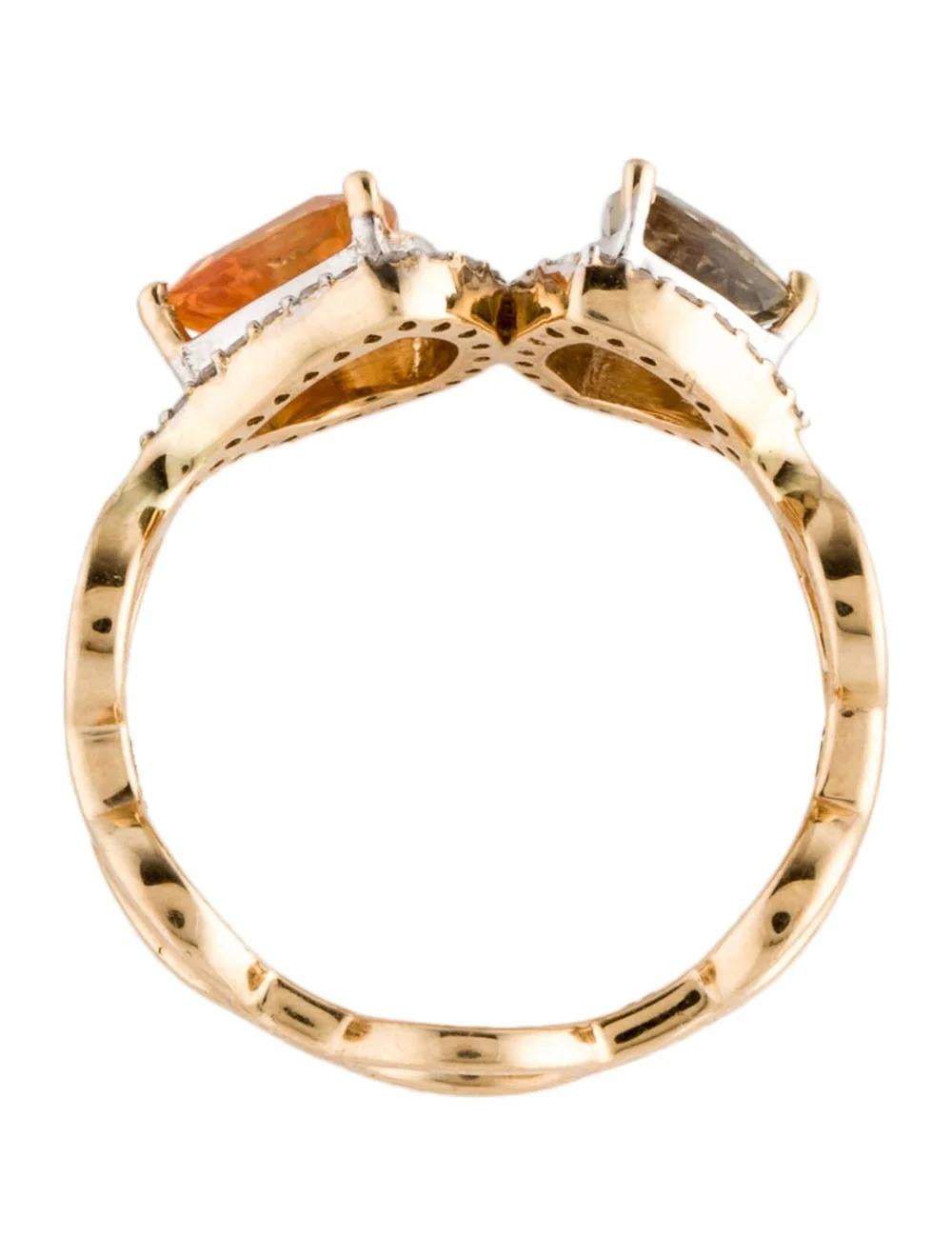 Women's Designer 14K Multi Sapphire & Diamond Cocktail Ring, Size 6.5, Gemstone Jewelry For Sale
