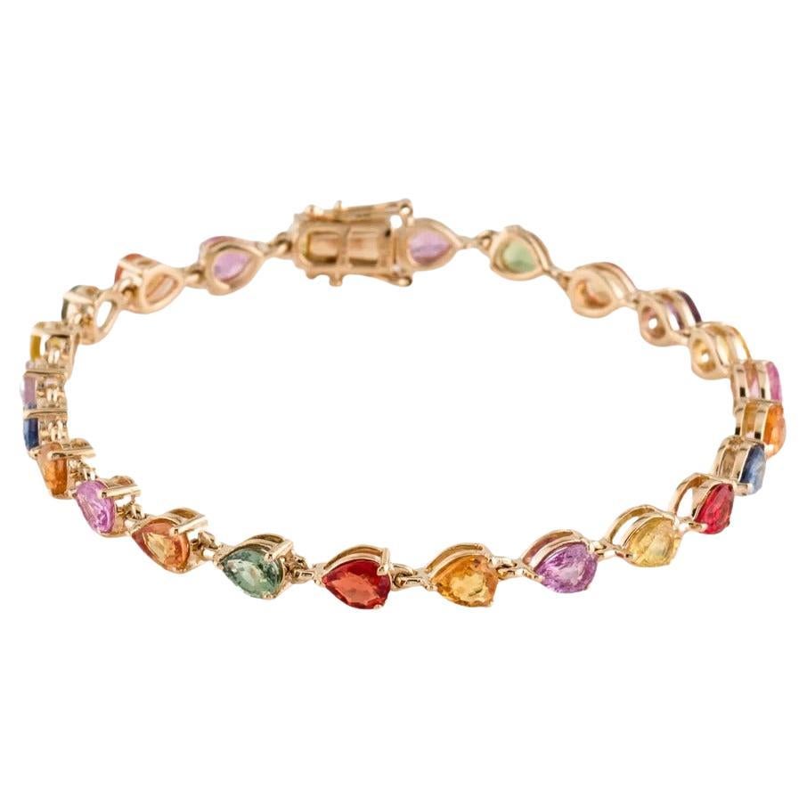 Designer 14K Multicolor Sapphire Link Bracelet, 9.49ctw, Gemstone Jewelry For Sale