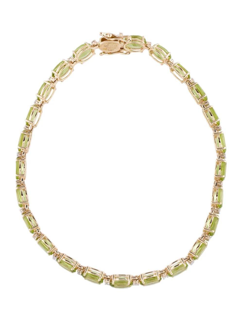 Designer 14K Peridot & Diamond Link Bracelet - Green Gemstone Jewelry, Luxury In New Condition For Sale In Holtsville, NY