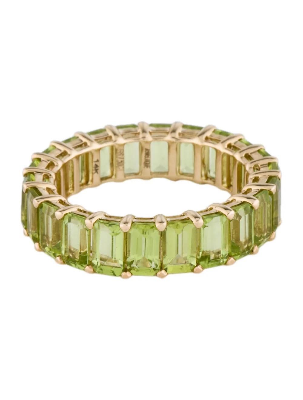 Designer 14K Peridot Eternity Band Ring - 7.17ctw, Size 7, Green Gemstone Design In New Condition In Holtsville, NY