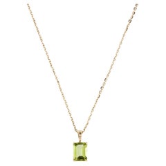Designer 14K Peridot Pendant Necklace, 1.47ct, Green Gemstone Jewelry, Stunning