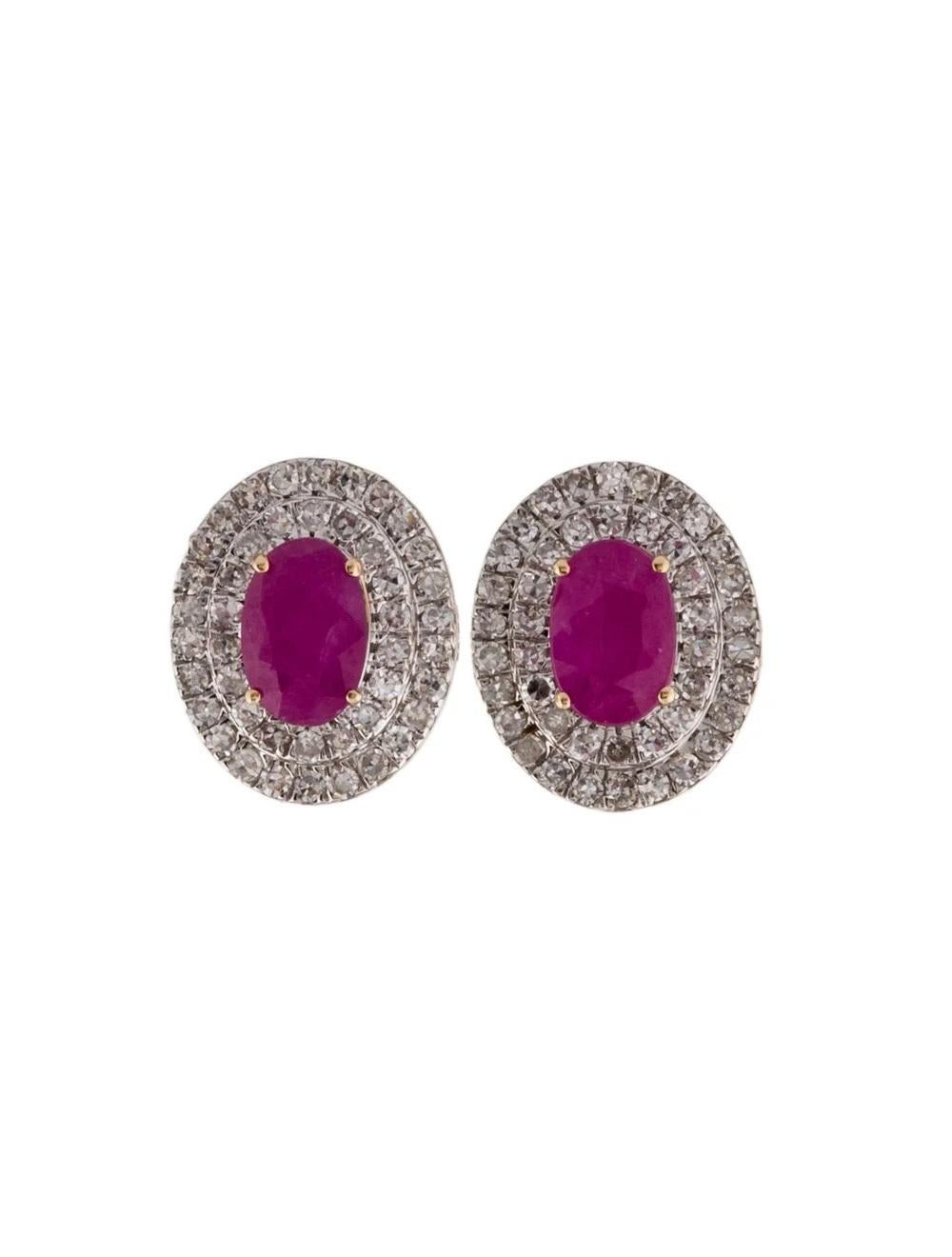 Designer 14K Ruby & Diamond Stud Earrings, 1.43ctw, Gemstone Jewelry, Luxury In New Condition For Sale In Holtsville, NY