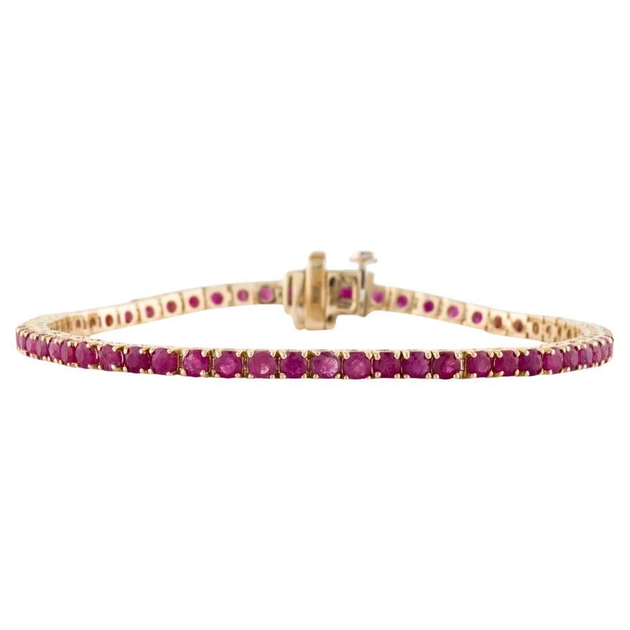 Designer 14K Ruby Tennis Bracelet - 6.43ctw, Red Gemstone Statement Jewelry For Sale