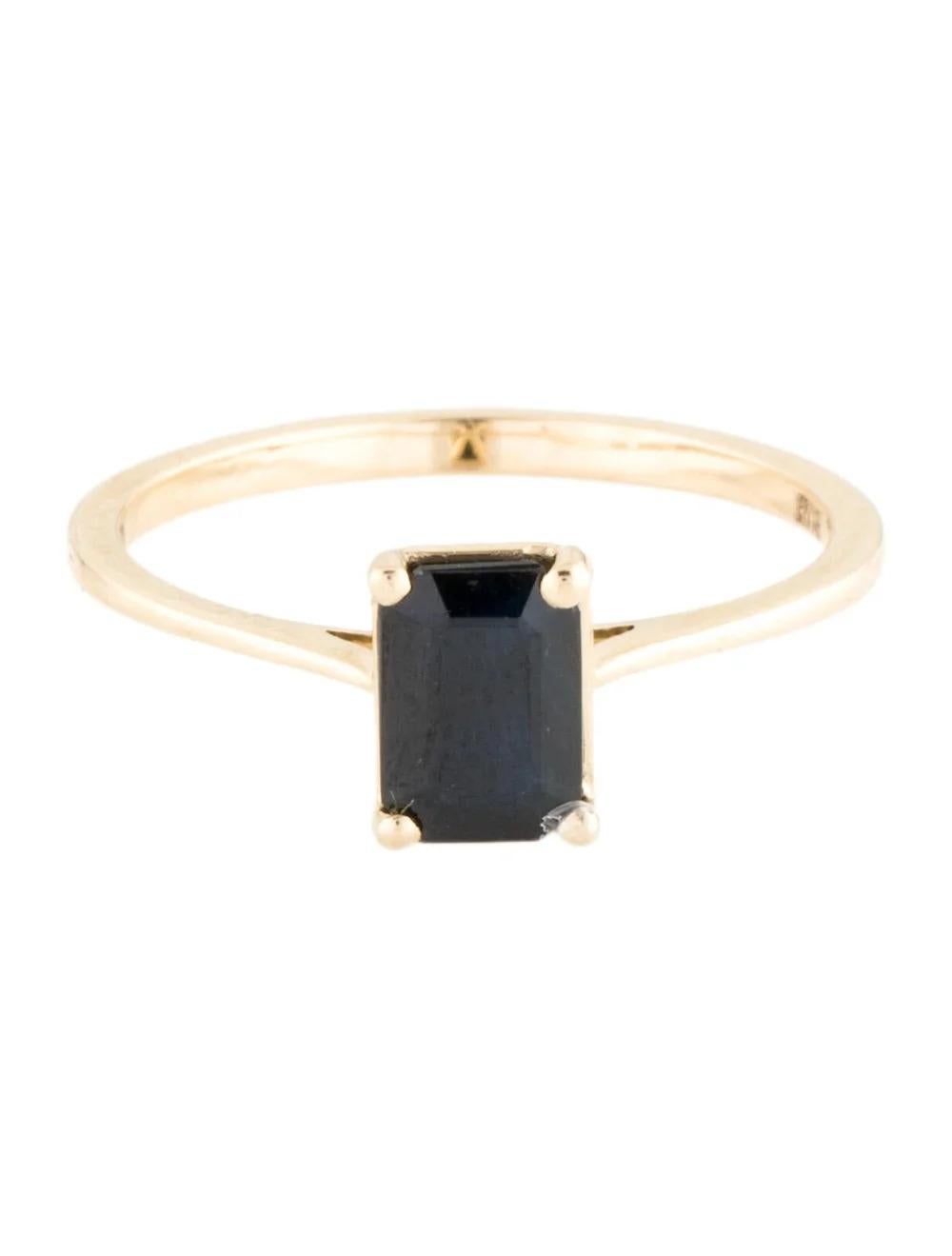 Emerald Cut Designer 14K Sapphire Cocktail Ring - 1.04ct, Size 7, Gemstone Statement Jewelry For Sale