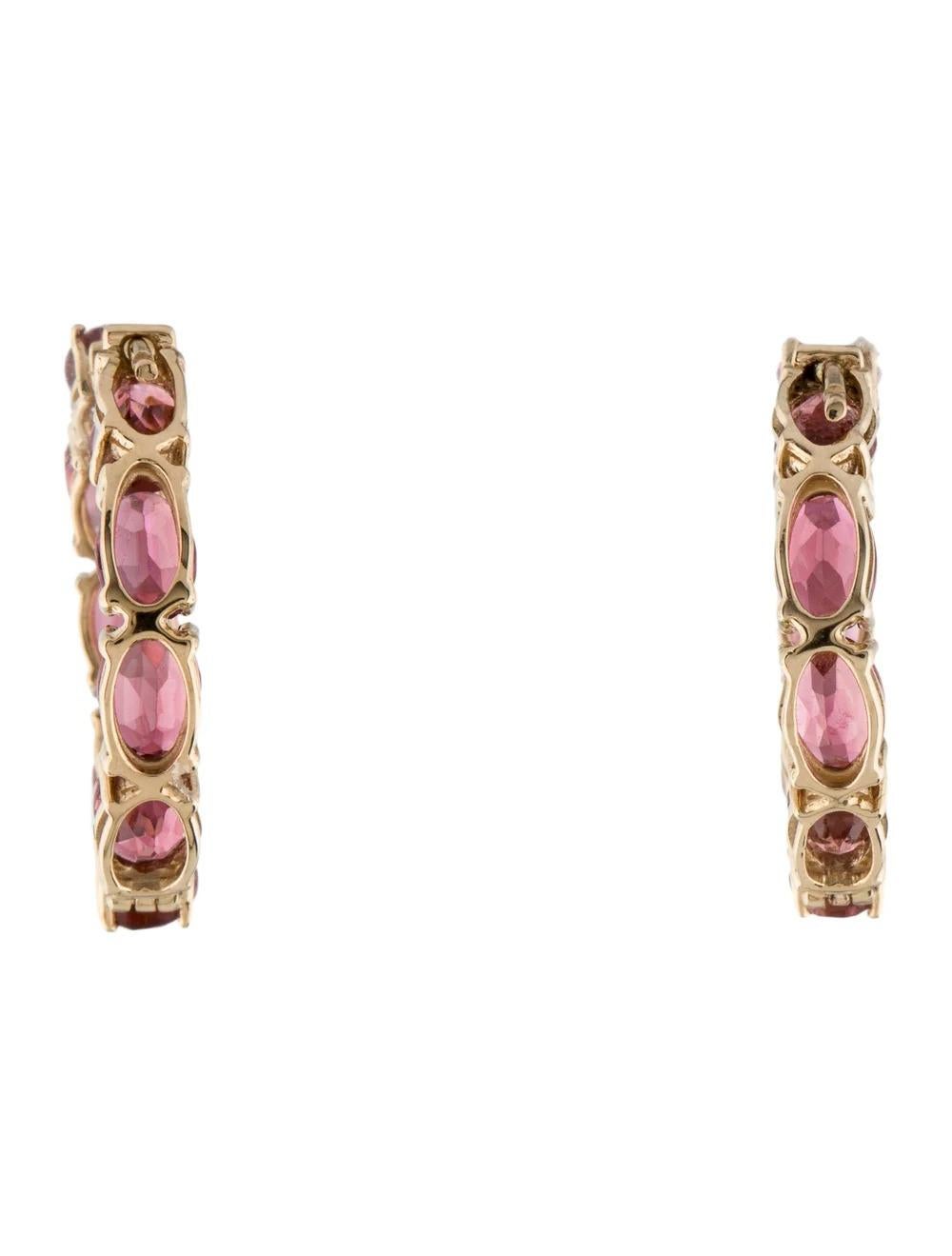 Oval Cut Designer 14K Tourmaline Inside-Outside Hoop Earrings, Statement Gemstone Jewelry For Sale