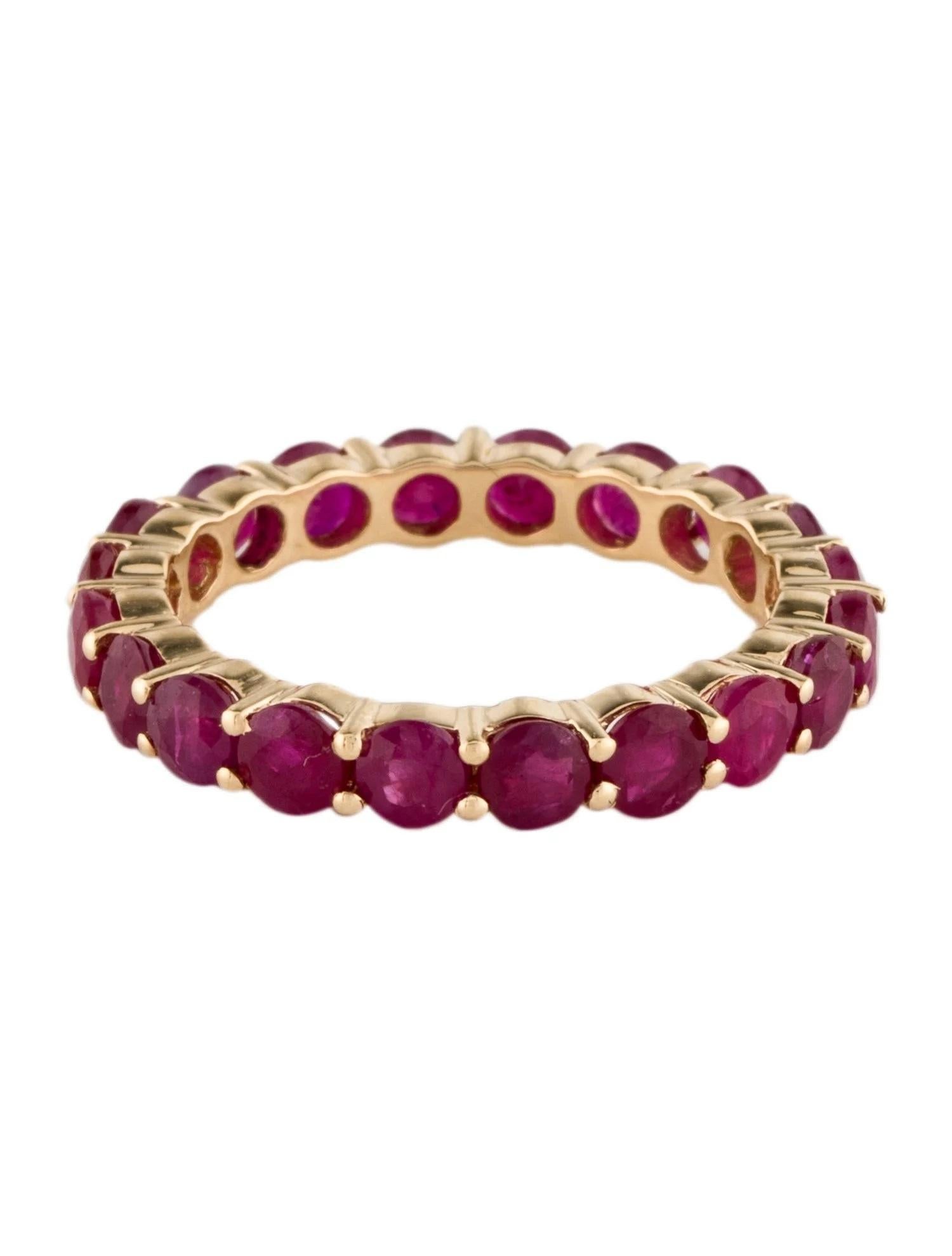 Artist Designer 14K Yellow Gold 2.96ctw Ruby Eternity Band, Round Modified Brilliant For Sale
