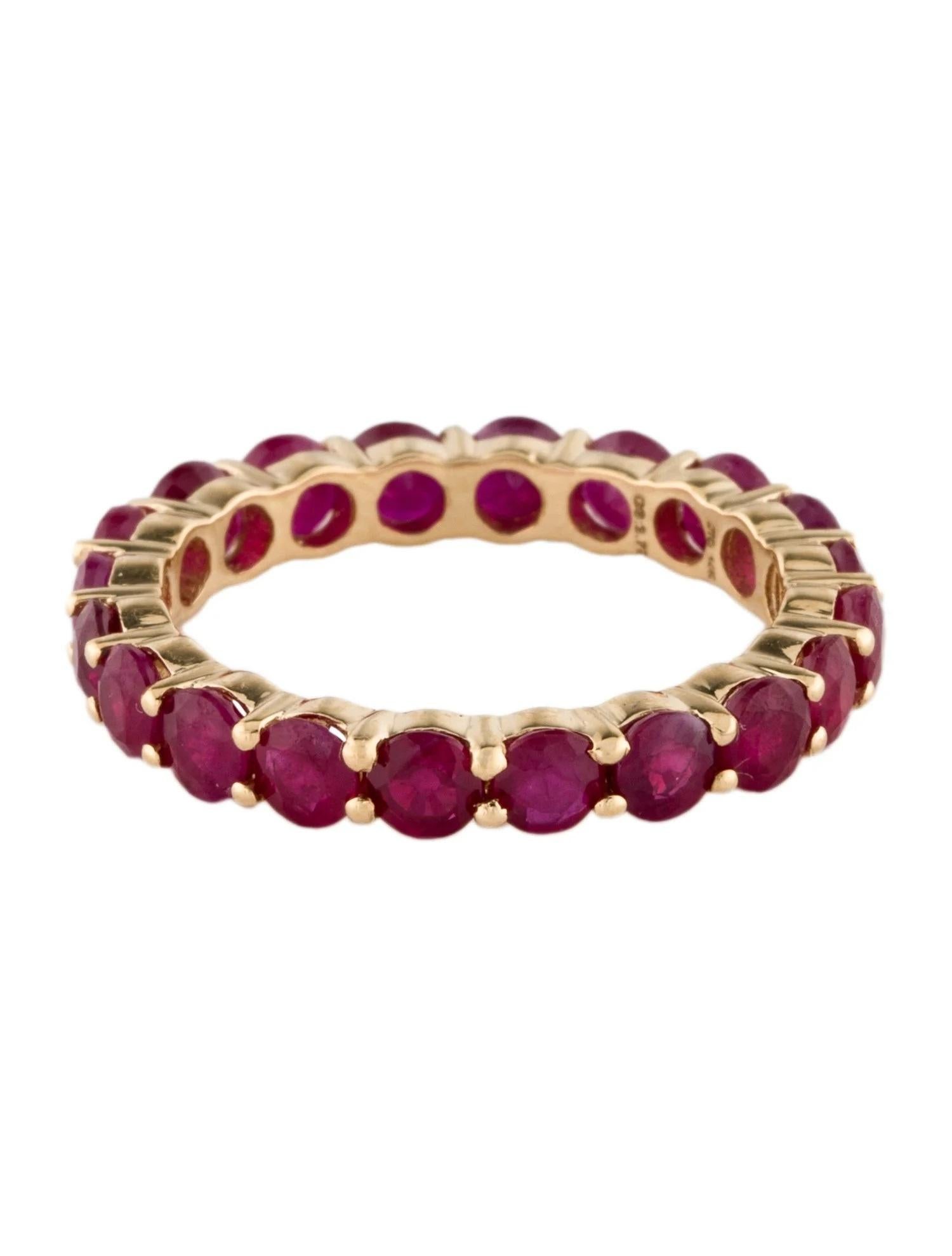 Round Cut Designer 14K Yellow Gold 2.96ctw Ruby Eternity Band, Round Modified Brilliant For Sale