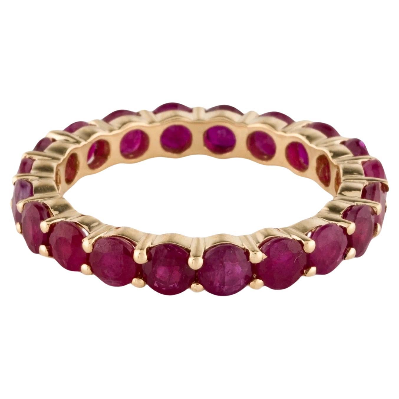 Designer 14K Yellow Gold 2.96ctw Ruby Eternity Band, Round Modified Brilliant For Sale