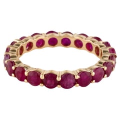 Designer 14K Yellow Gold 2.96ctw Ruby Eternity Band, Round Modified Brilliant