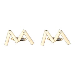 Gemelli a forma di lettera "M" in oro giallo 14 carati di design