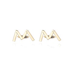 Designer 14K Gelbgold 'M' Buchstaben-Manschettenknöpfe