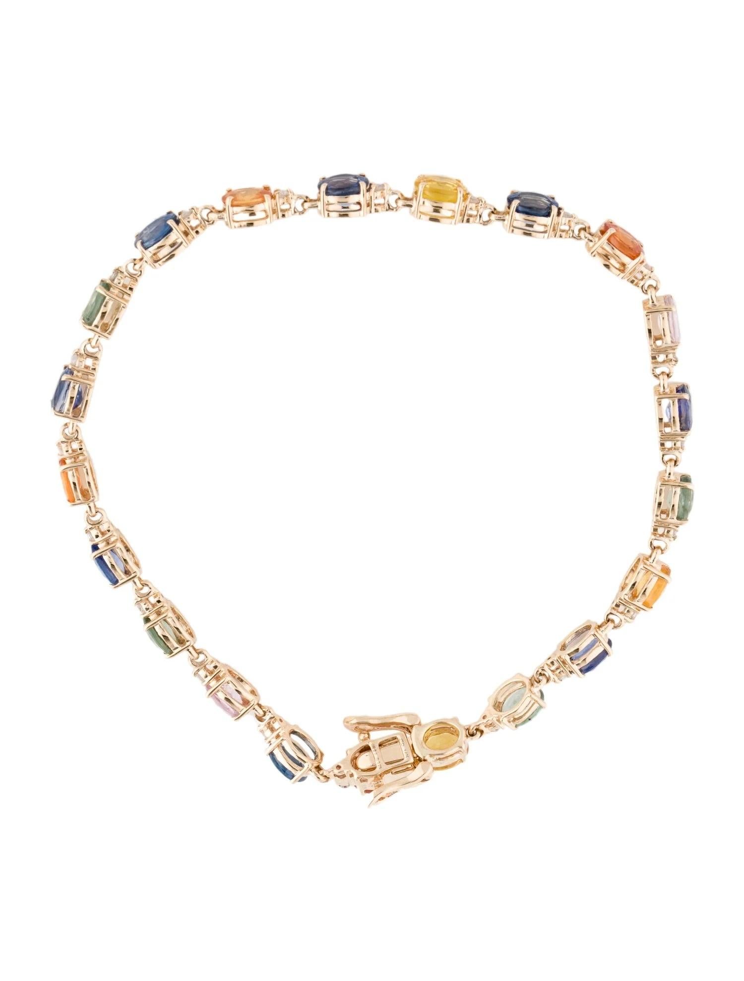 Artist Designer 14K Yellow Gold Sapphire & Diamond Link Bracelet, 12.15 Carat For Sale