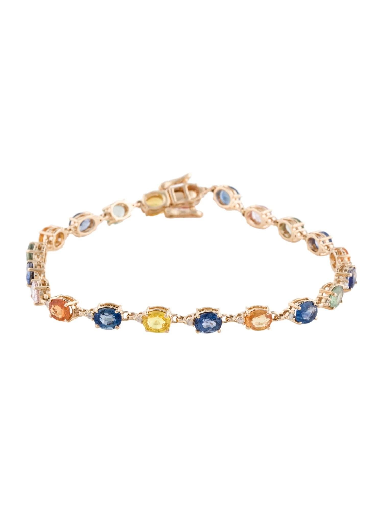 Oval Cut Designer 14K Yellow Gold Sapphire & Diamond Link Bracelet, 12.15 Carat For Sale