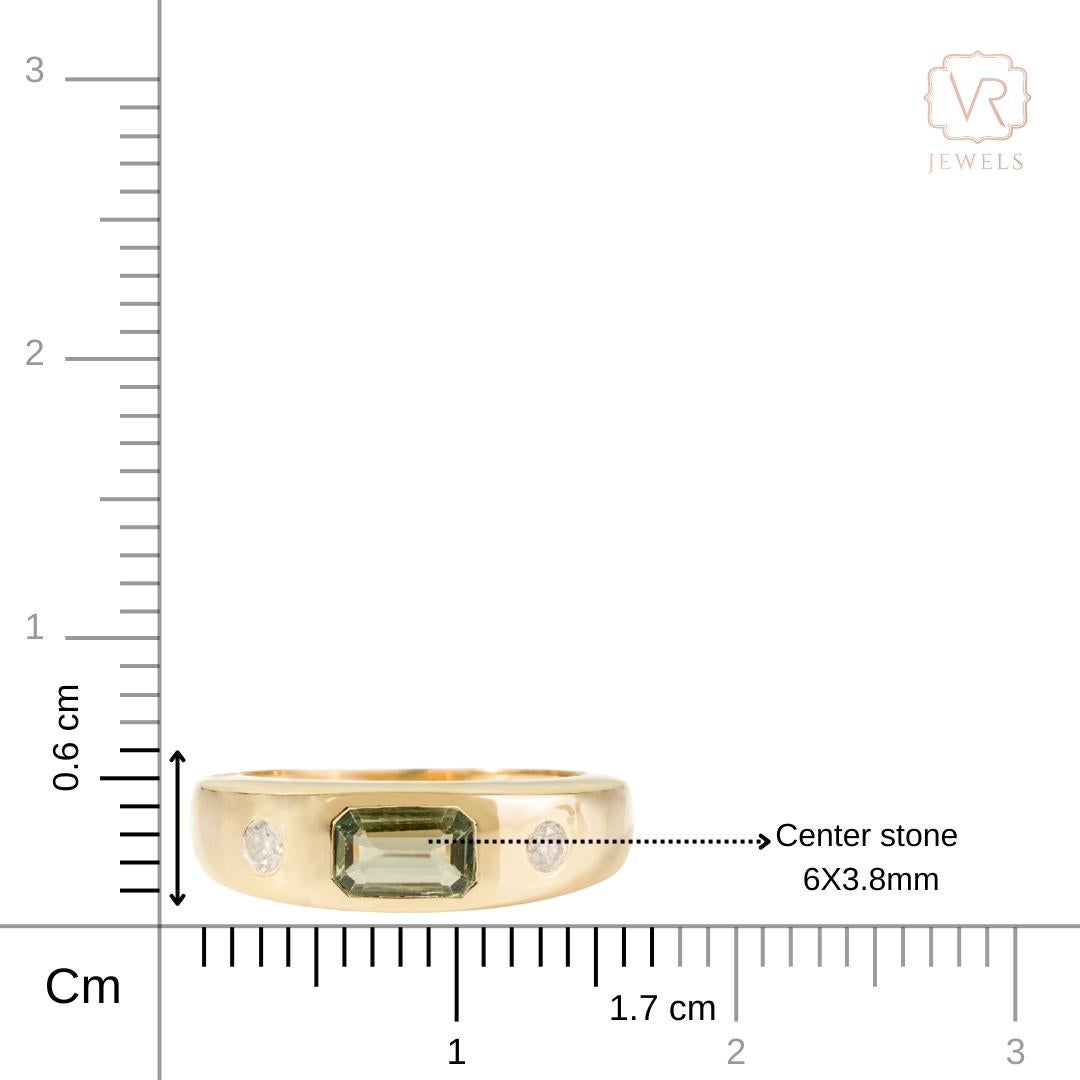 in vendita:  Anello a cupola unisex in oro giallo 14 carati con zaffiro verde e diamanti 13