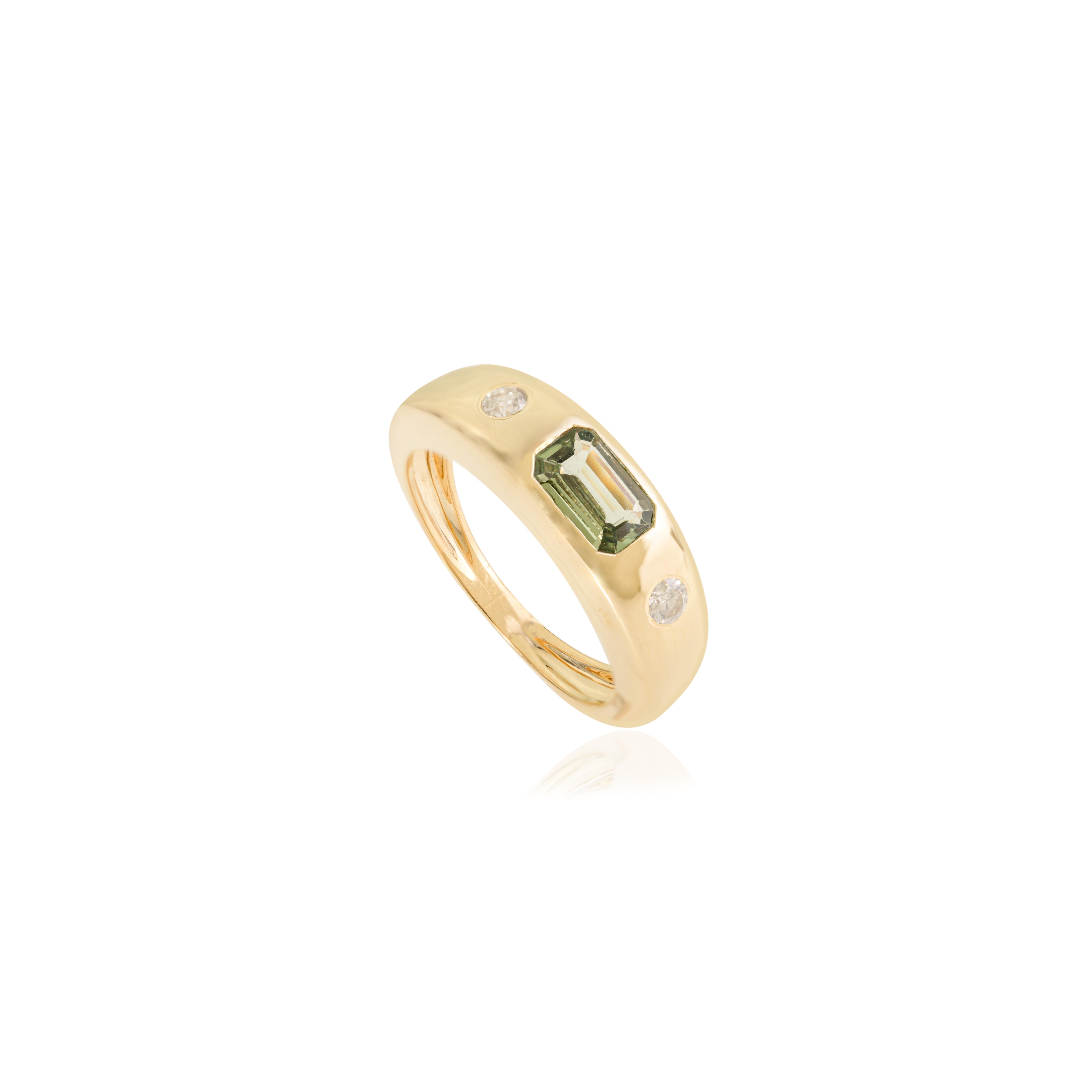 in vendita:  Anello a cupola unisex in oro giallo 14 carati con zaffiro verde e diamanti 4