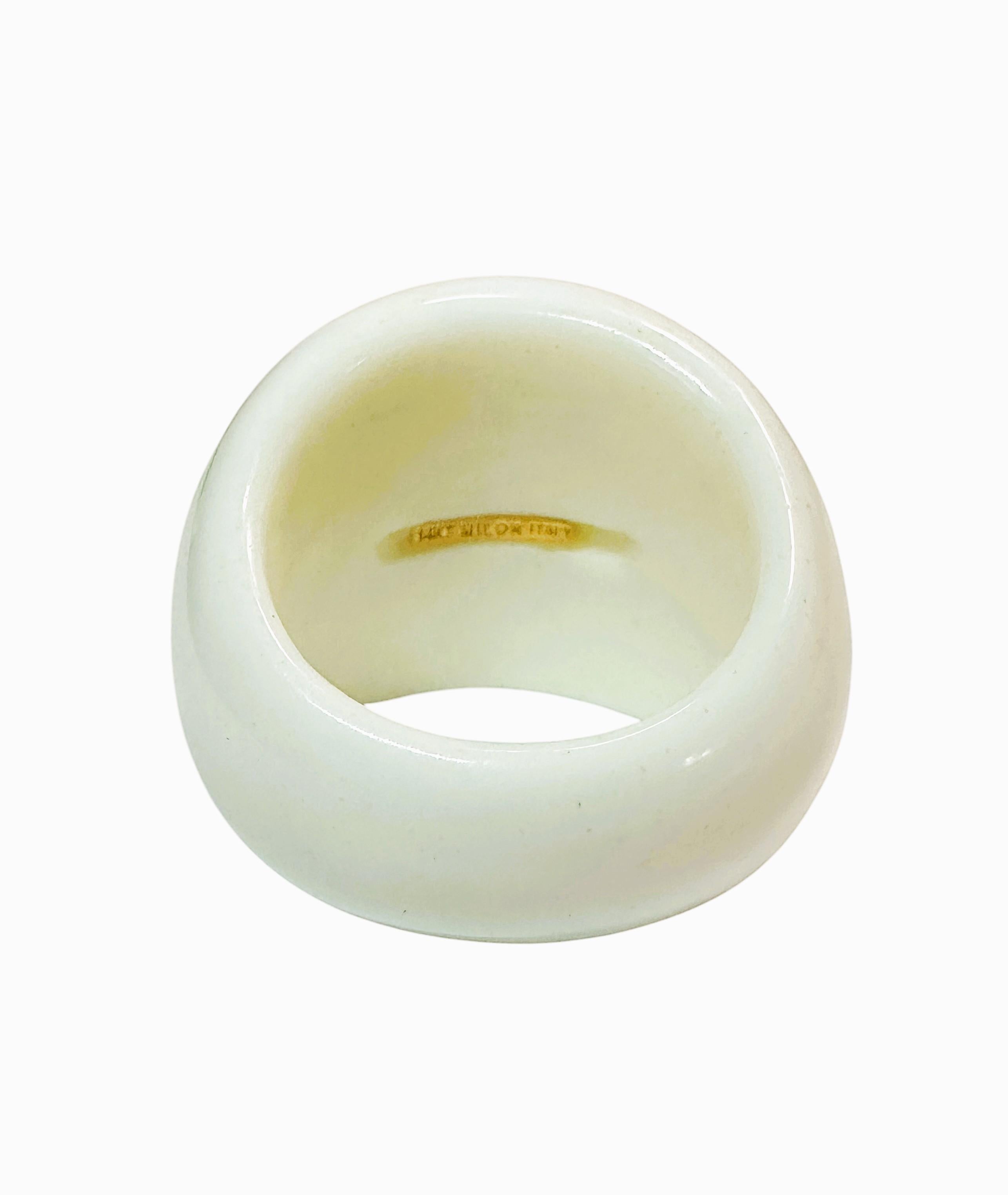 Bague à dôme en or jaune 14k incrusté, poinçonnée Milor Italie Taille 8.5 Pour femmes en vente