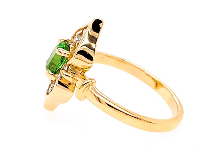 9ct Yellow Gold 0.75ct Oval Peridot and Diamond Dress Ring