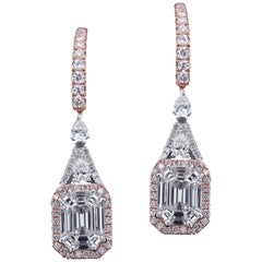 Designer 18 Karat Pink Gold and Diamond Earrings