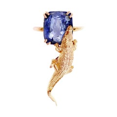 Designer Eighteen Karat Rose Gold Ring with Tanzanite