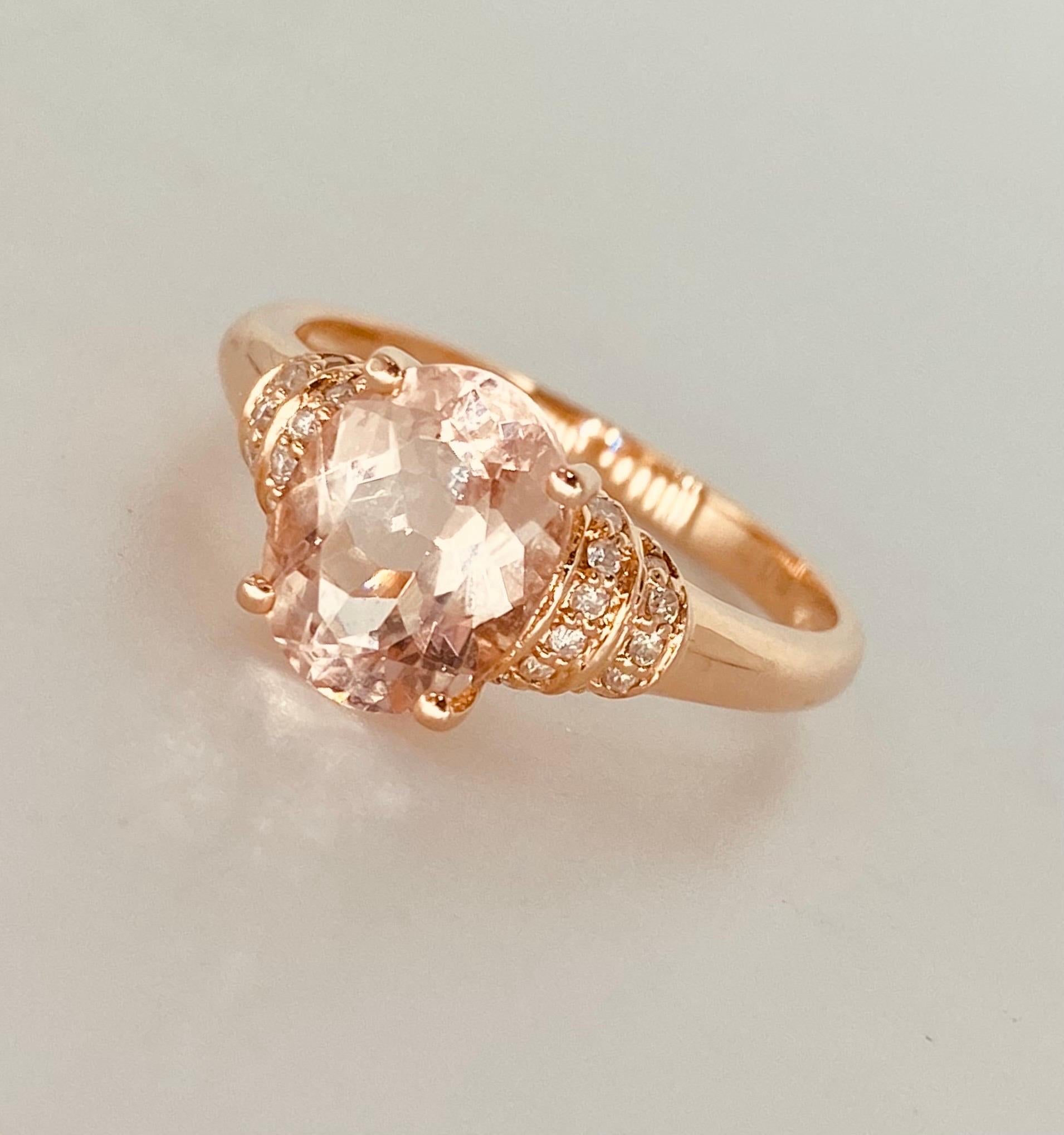 Women's or Men's Designer 1.86 Carat Tourmaline and Diamonds Engagement Ring 14k Rose Gold For Sale