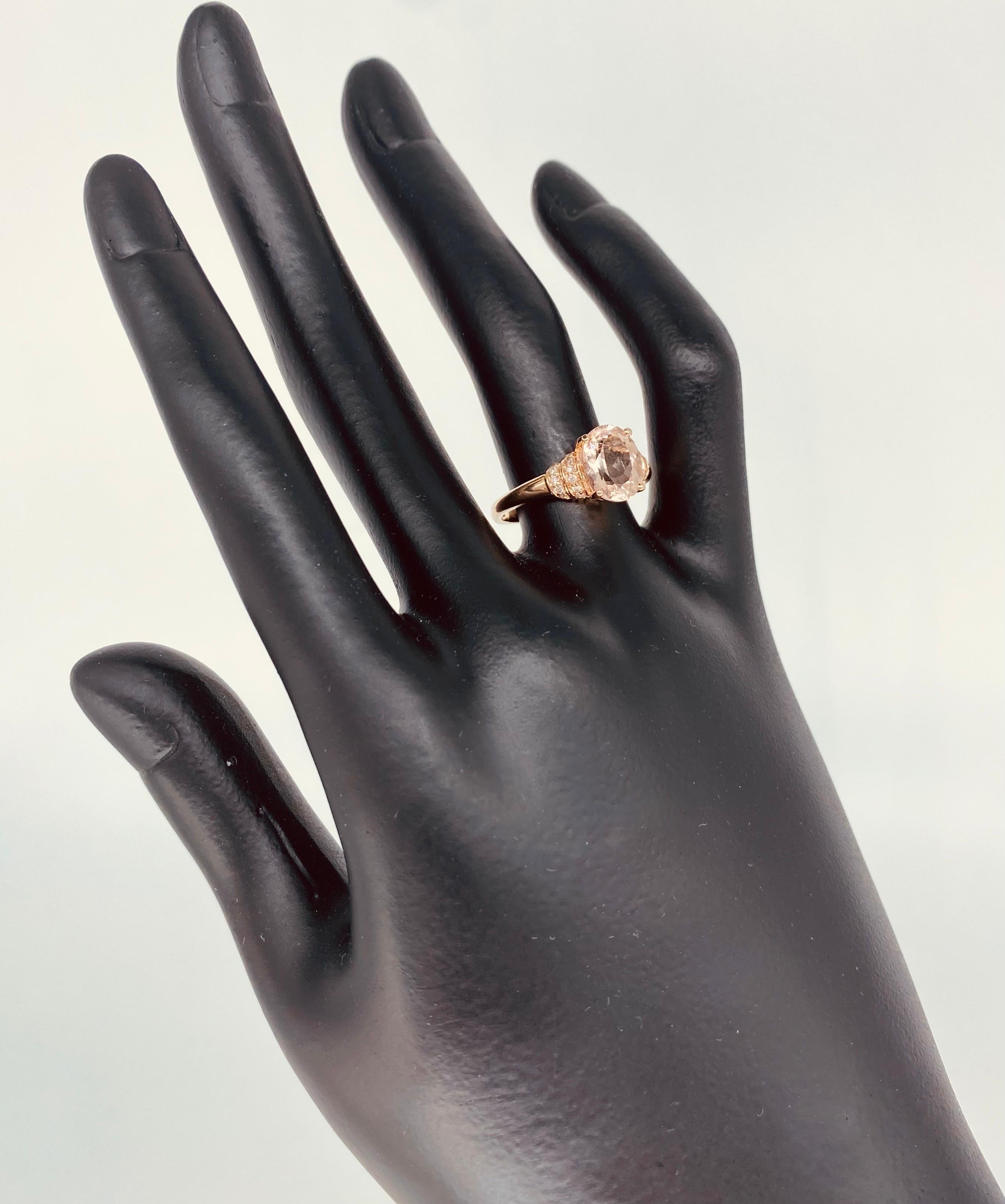 Designer 1.86 Carat Tourmaline and Diamonds Engagement Ring 14k Rose Gold For Sale 3