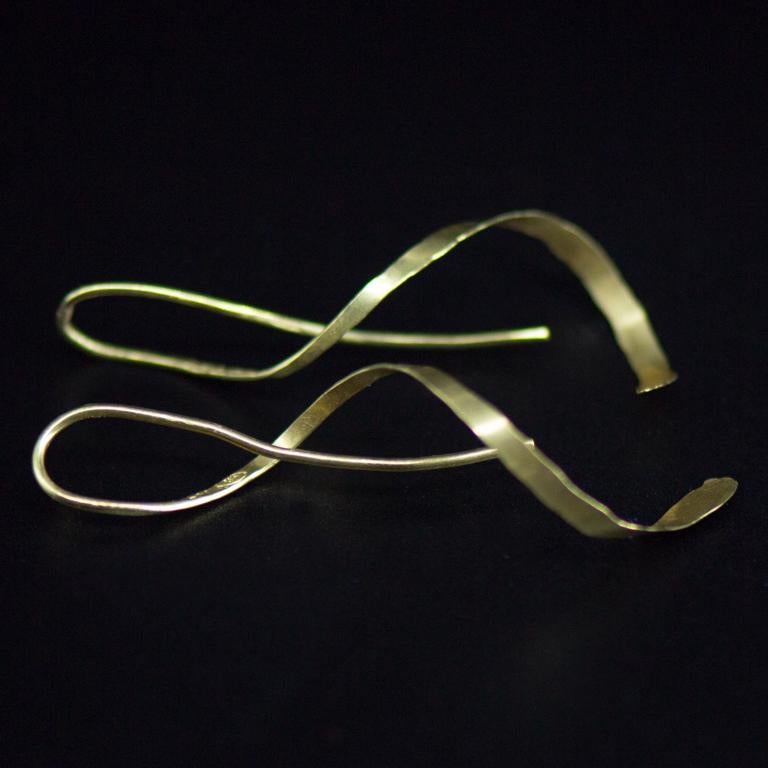 Designer 18ct Gold Handcrafted Dangling Helix Spiral Ohrringe im Angebot 1