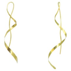 Designer 18ct Gold Handcrafted Dangling Helix Spiral Earrings
