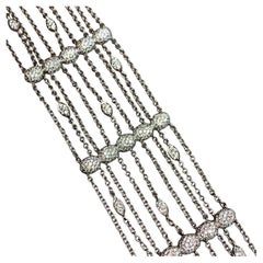 Designer 18K 5 Row Pavé Diamond Ovallure Bracelet By Rhonda Faber Green 5ctw 7”