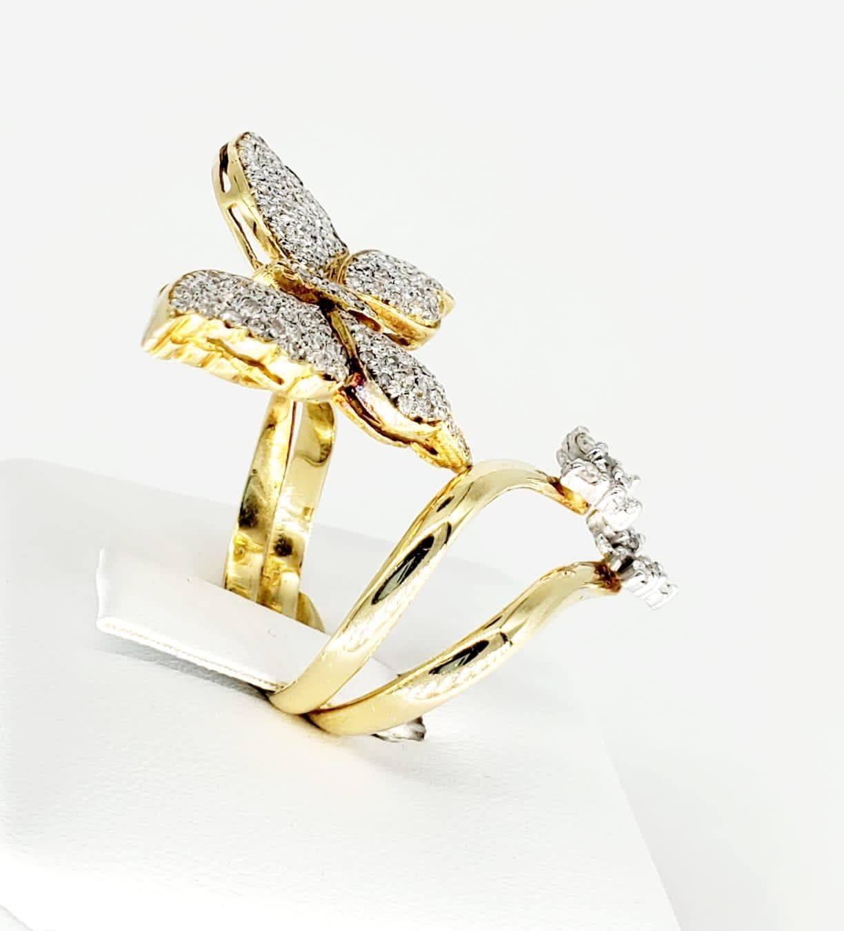 Schmetterlingsring aus 18 Karat Gold und 1,50 Karat Diamant im Zustand „Hervorragend“ im Angebot in Miami, FL