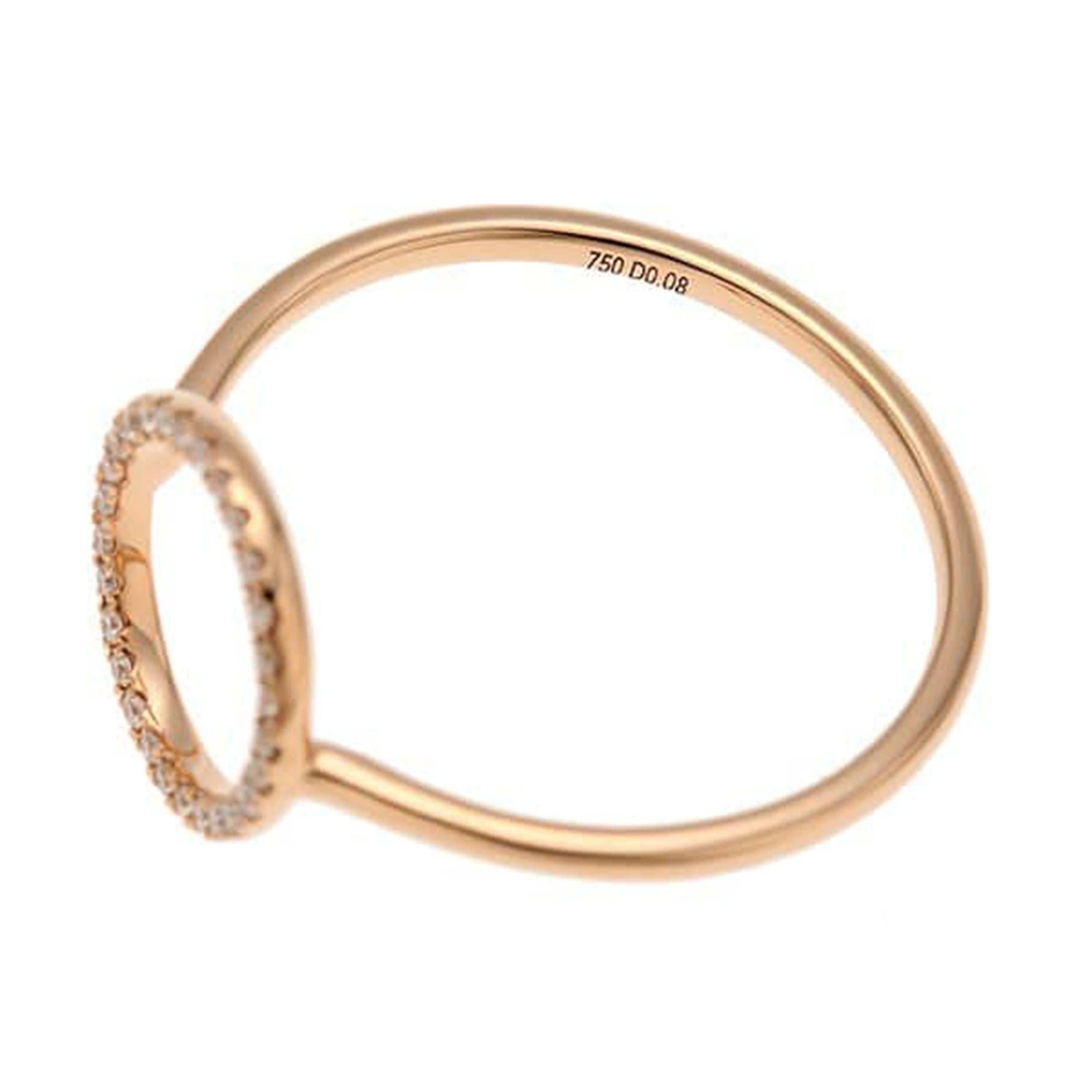 Artist Designer 18K Pink Gold Diamond Circle Ring, 0.08ct, Size 6.75 For Sale