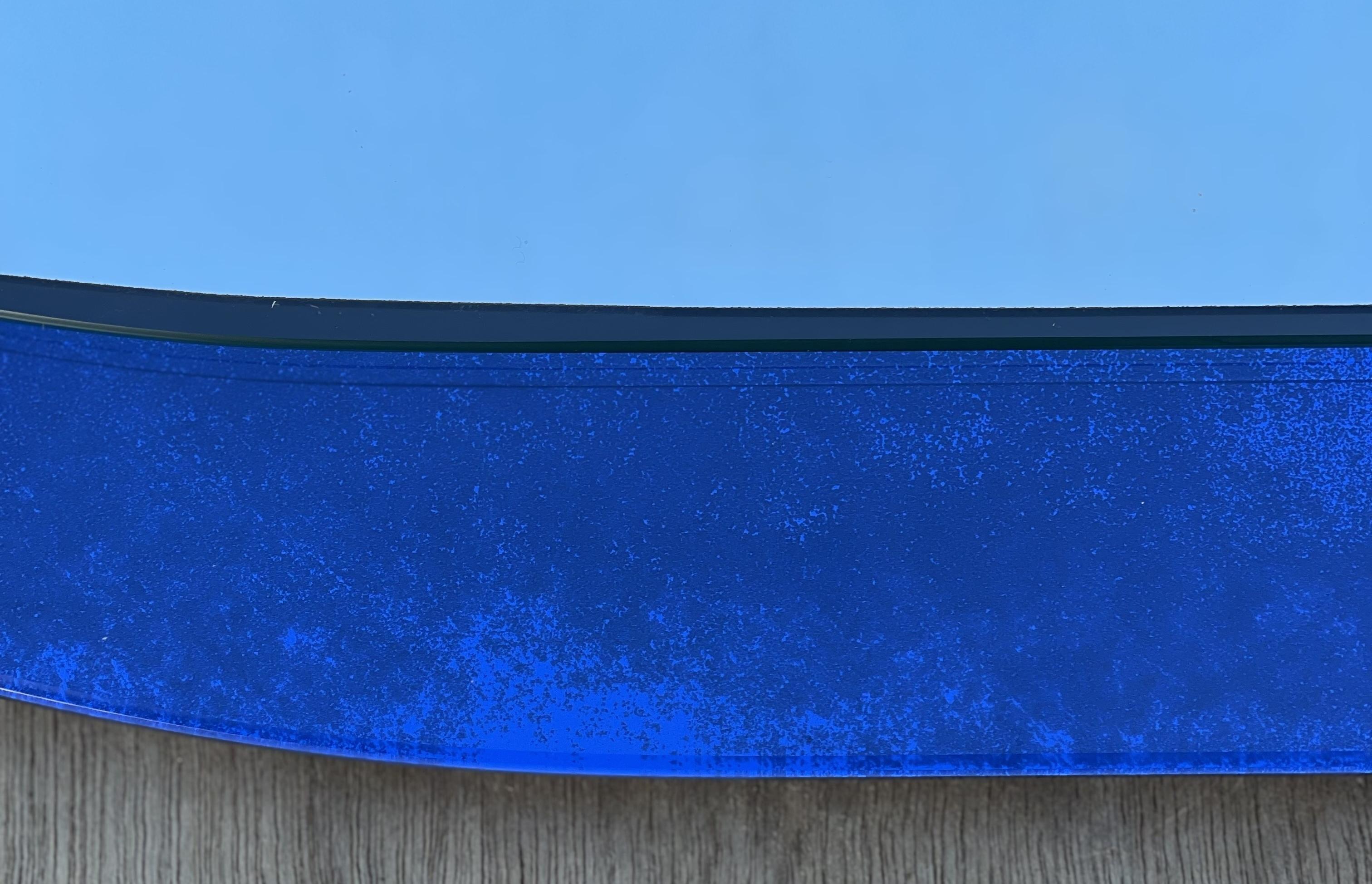 Designer 1970s Veca Made in Italy Mid-Century Modern Wall Cobalt Blue Mirror For Sale 7