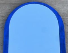 Designer 1970s Veca Made in Italy Mid-Century Modern Wall Cobalt Blue Mirror