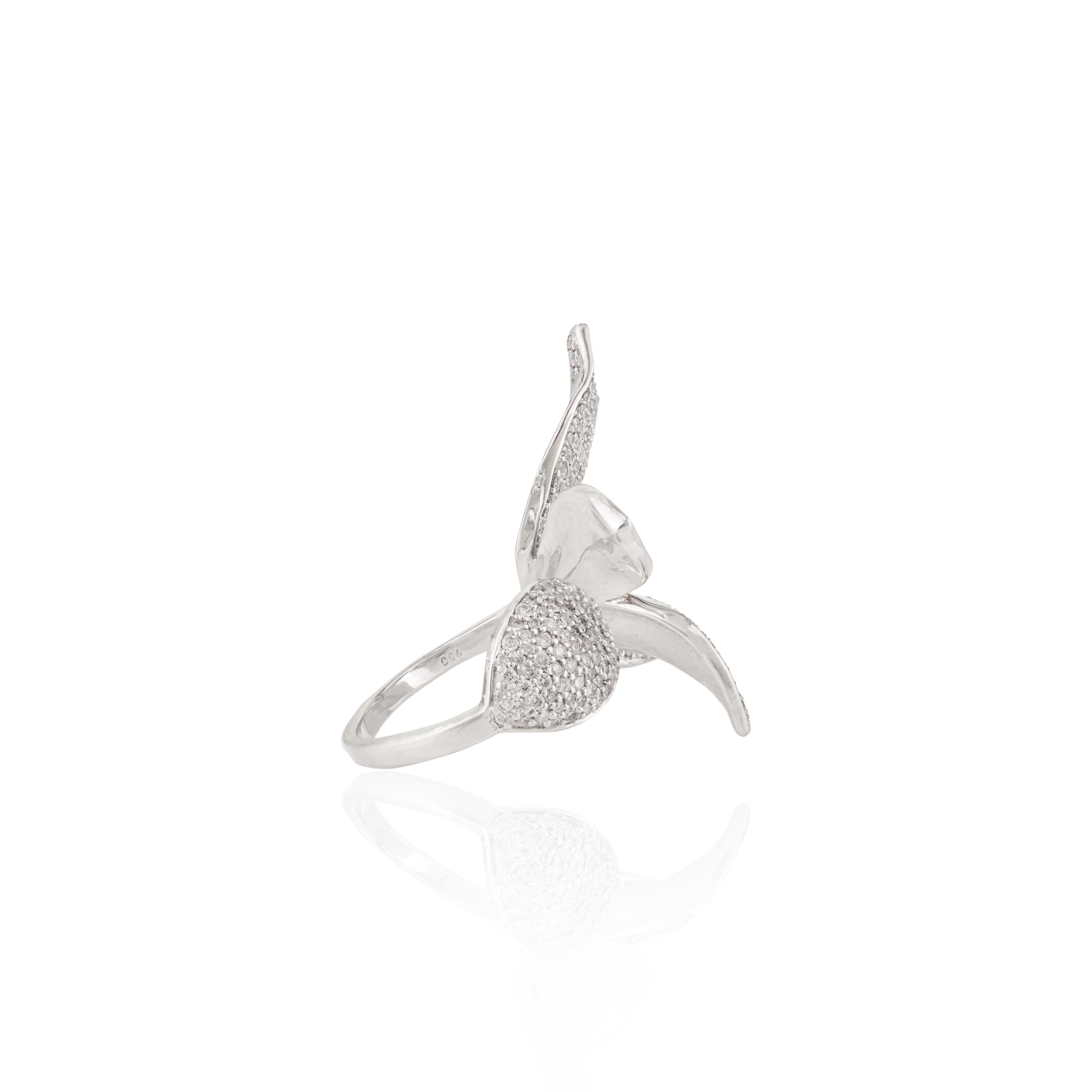 For Sale:  Designer 2 Carat Diamond Flower Cocktail Ring in 18k White Gold for Women 3